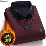 Pull Col V avec Chemise Ă  motif - Homme