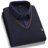 Pull Col V avec Chemise Ă  motif - Homme