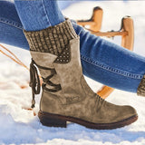 Bottes mi-mollet d'hiver en cuir - Femme