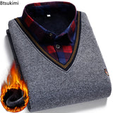 Pull Col V avec Chemise Ă  motif - Homme