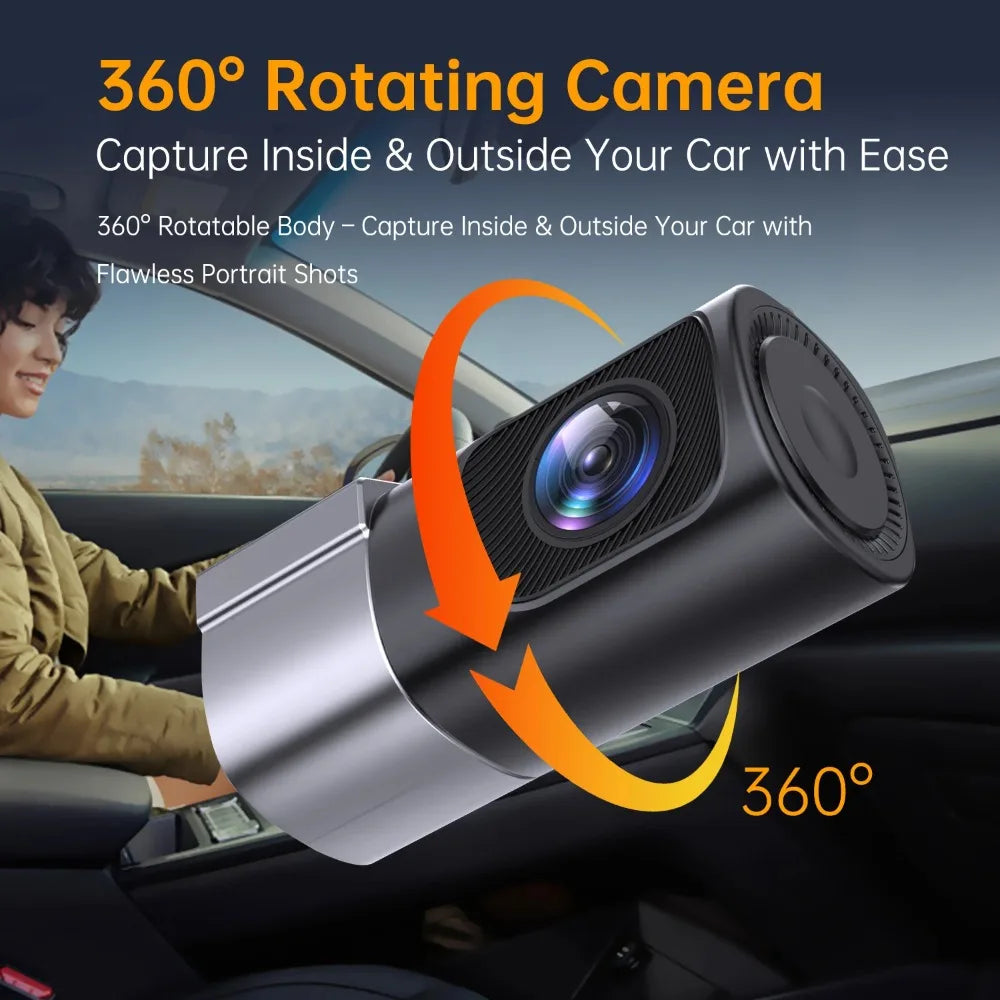 Mini Dashcam Rotative 360° pour Voiture 1080P Ultra HD WiFi - Vision Nocturne & Enregistreur DVR