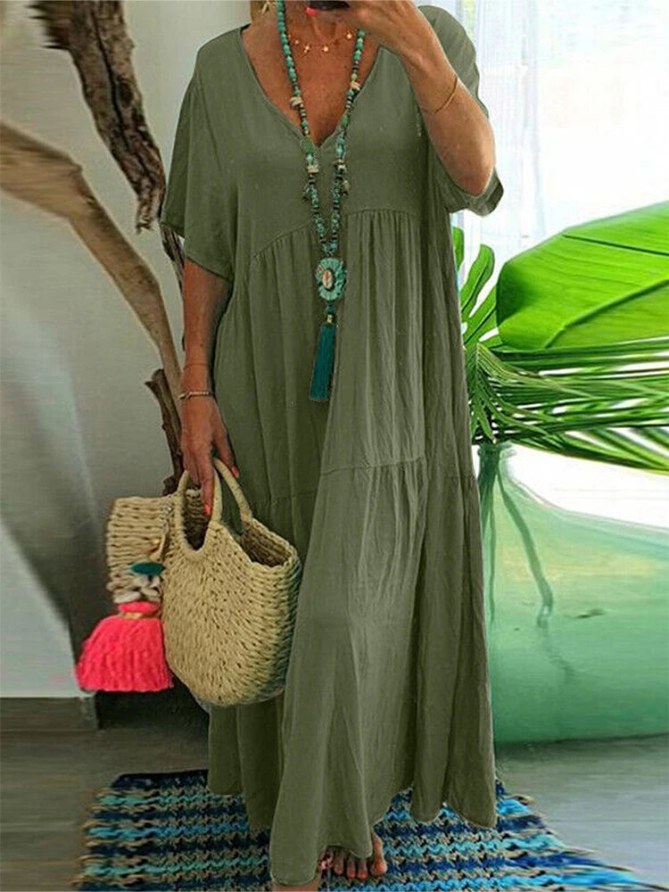 Robe Longue Cosy Max Ample & Col V - Spéciale Grandes Tailles