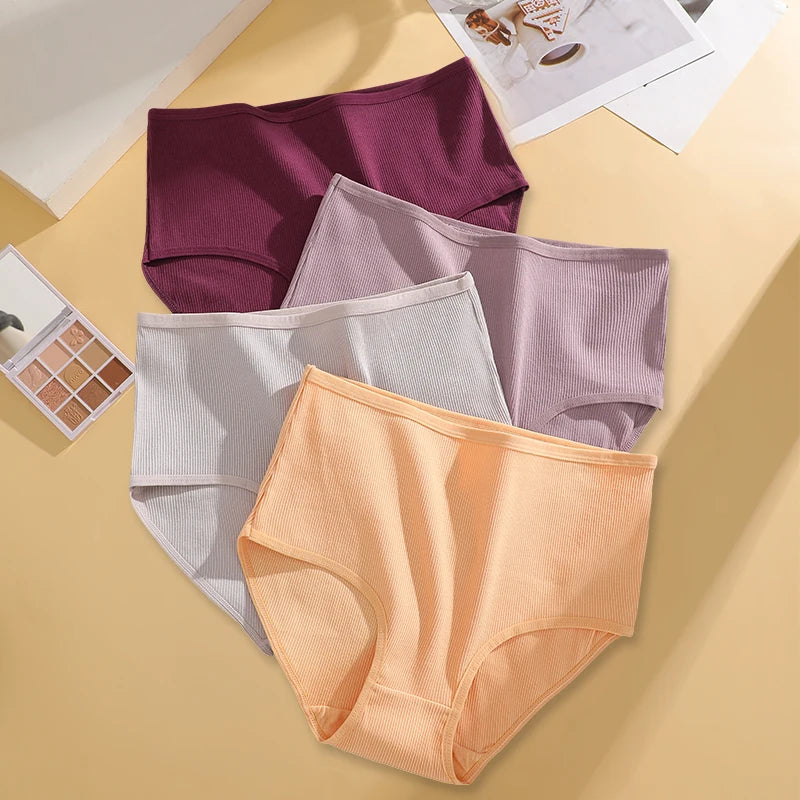 Lot 4 Culottes Taille Haute Femme Coton Sans Coutures — Couleur Unie, Confortables