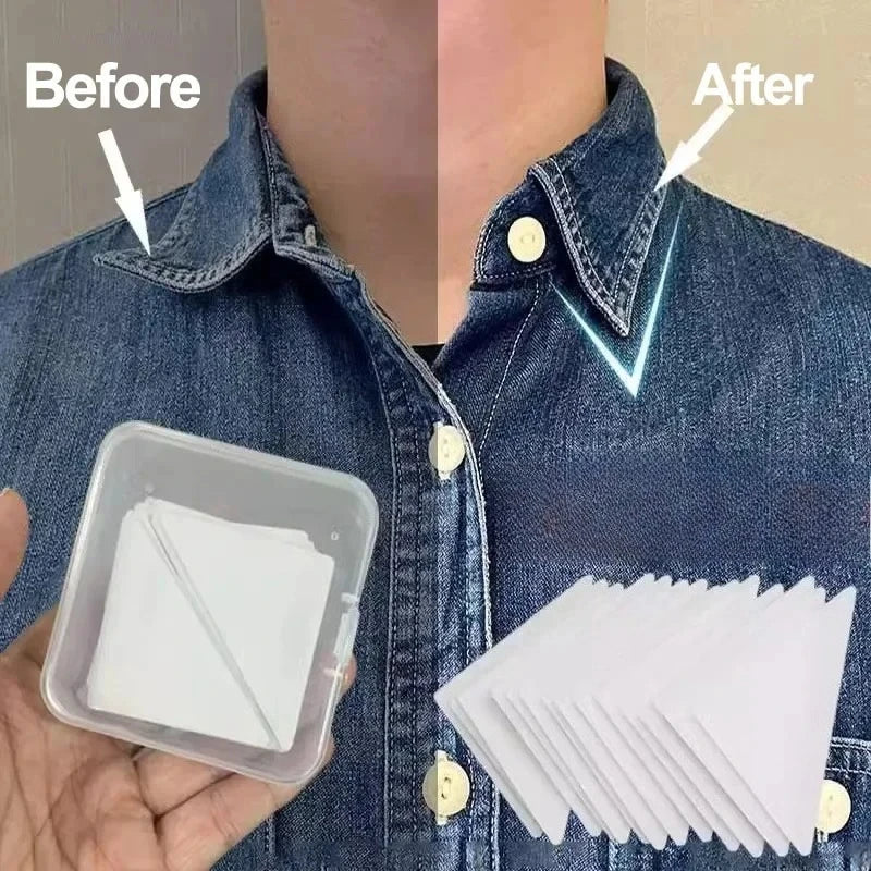 Lot de 50 Patchs Auto-Adhésifs Invisbles pour Col de Chemise et Polo – Maintenez un Col Impeccable