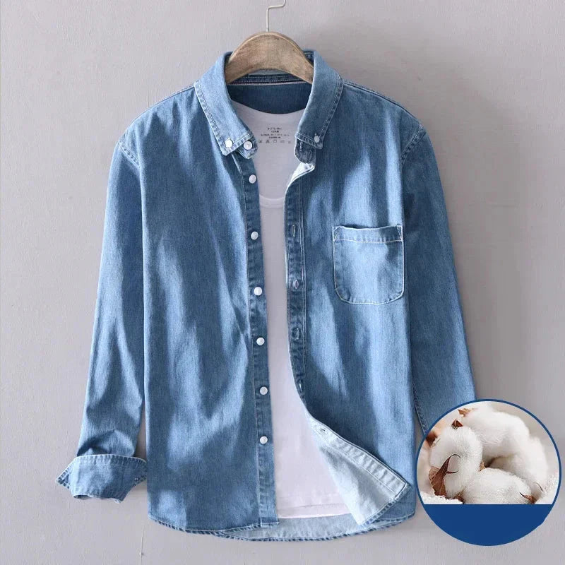 Chemise en Jean 100% Coton à Manches Longues pour Hommes