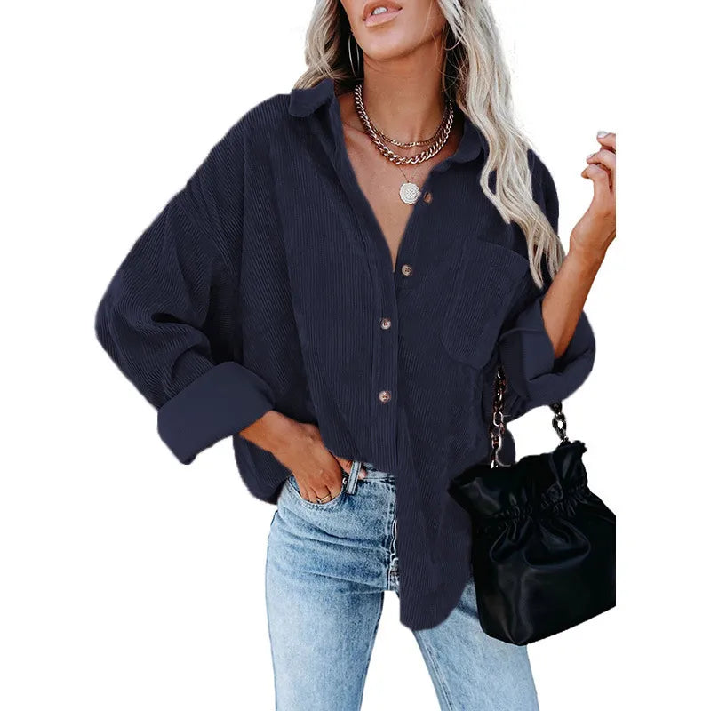 Chemise oversize en velour cotelé - Femme