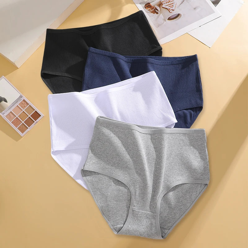 Lot 4 Culottes Taille Haute Femme Coton Sans Coutures — Couleur Unie, Confortables