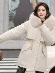 Parka à Capuche avec Col en Fourrure pour Femme