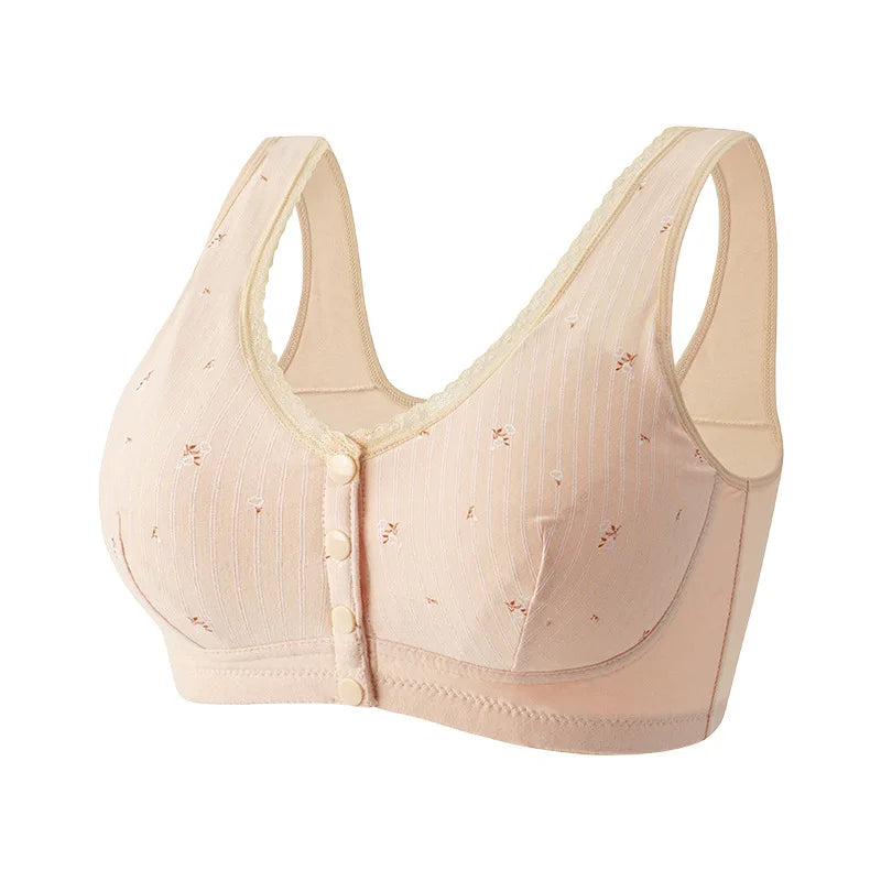 Soutien-gorge 100% Coton avec fleurs - Fermeture avant