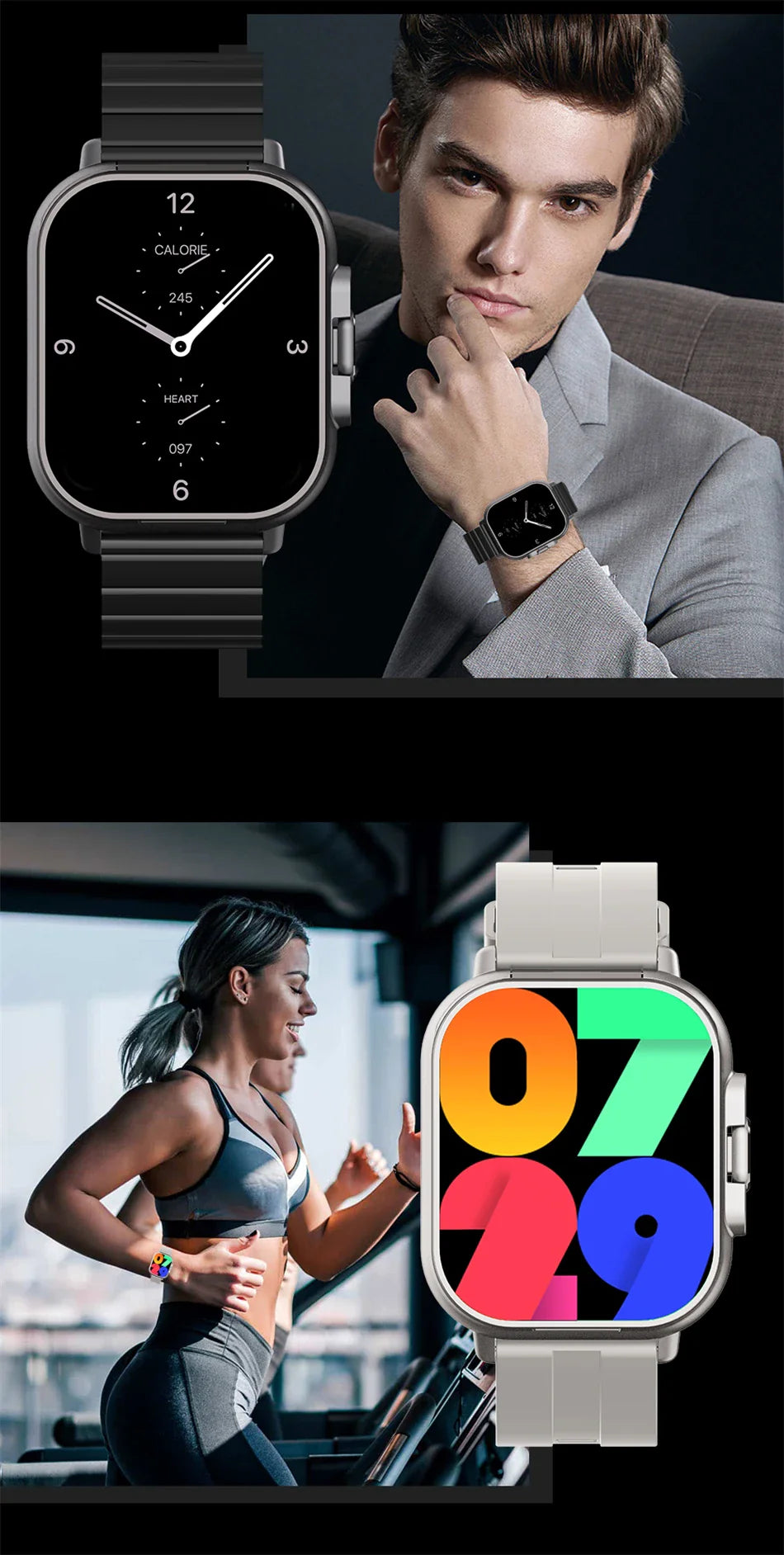 Montre intelligente connectée 2 en 1 avec écouteurs