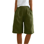 Short Long Femme Coton & Lin Taille Élastique