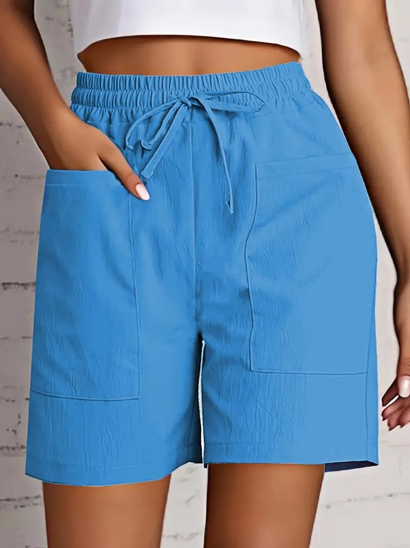 Short d'été taille haute avec poches — femme, coupe ample décontractée