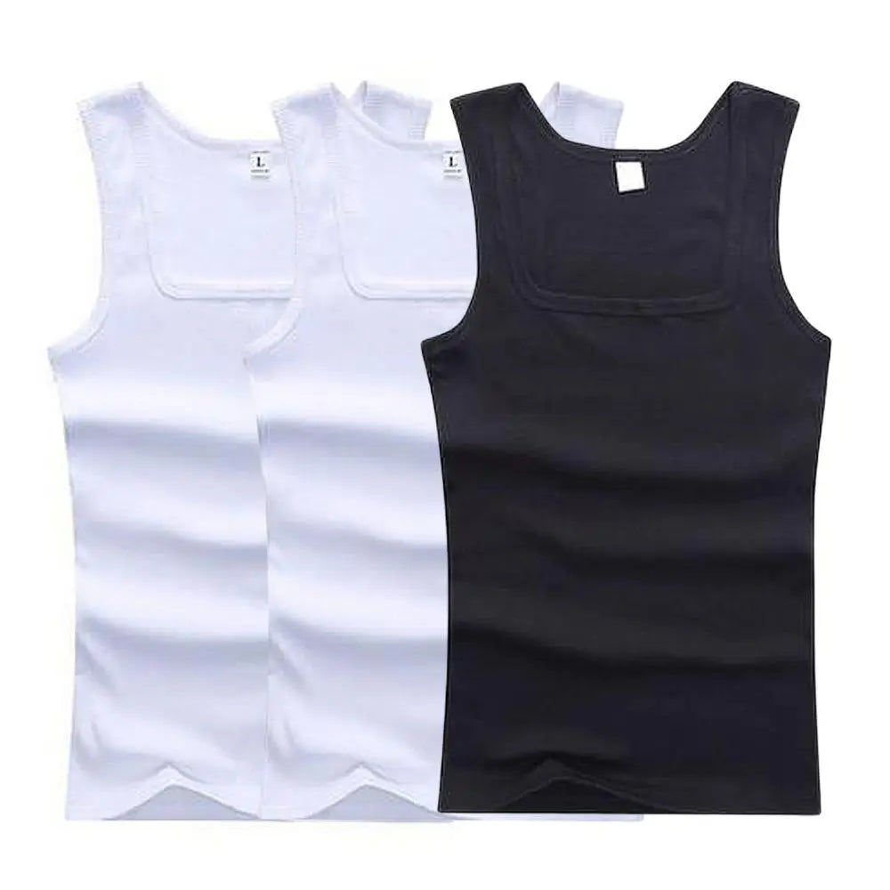 Lot de 3 Débardeurs en Pur Coton Col en U