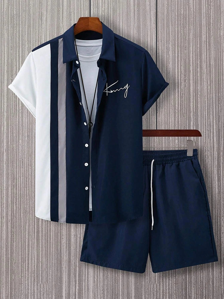 Ensemble Chemise & Short à Rayures - Homme