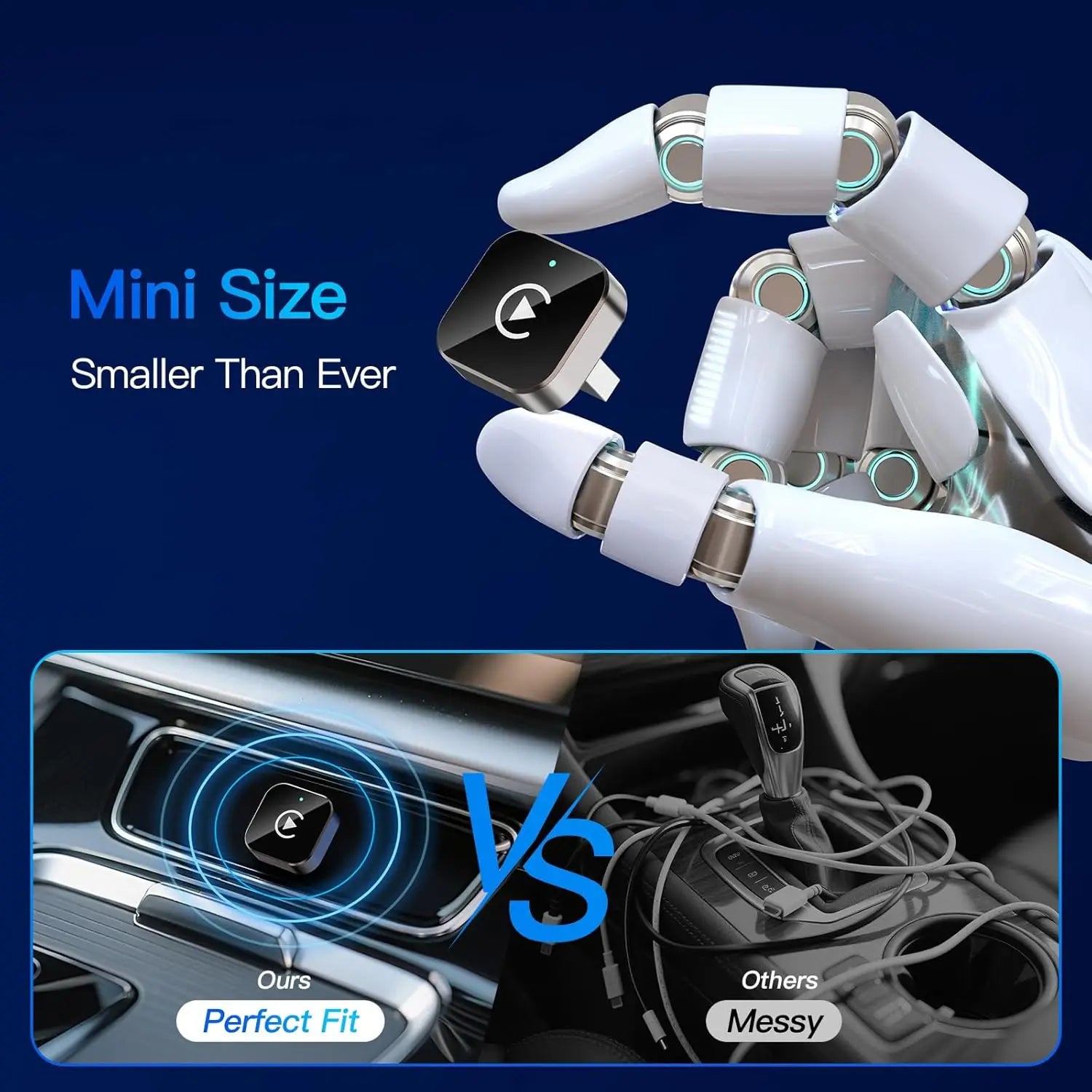 Adaptateur CarPlay Sans Fil et Android Auto – Plug & Play, Connexion Rapide et Stable pour iPhone et Android