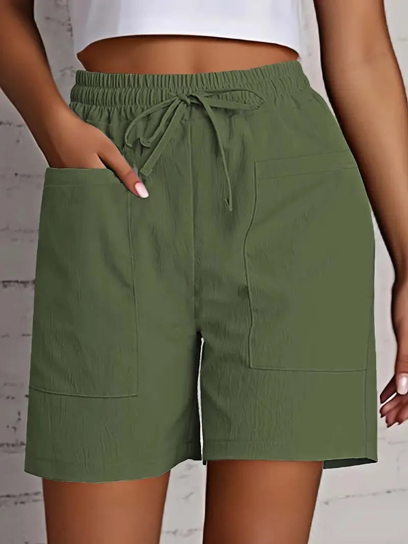 Short d'été taille haute avec poches — femme, coupe ample décontractée