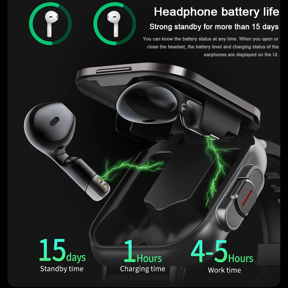 Montre intelligente connectée 2 en 1 avec écouteurs