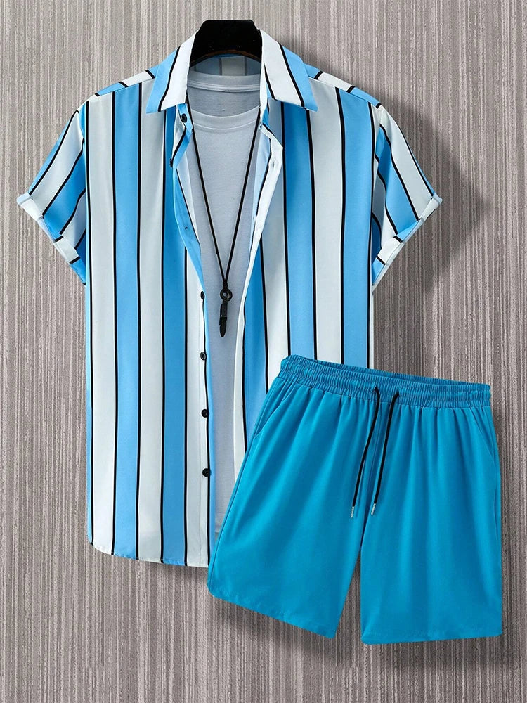 Ensemble Chemise & Short à Rayures - Homme