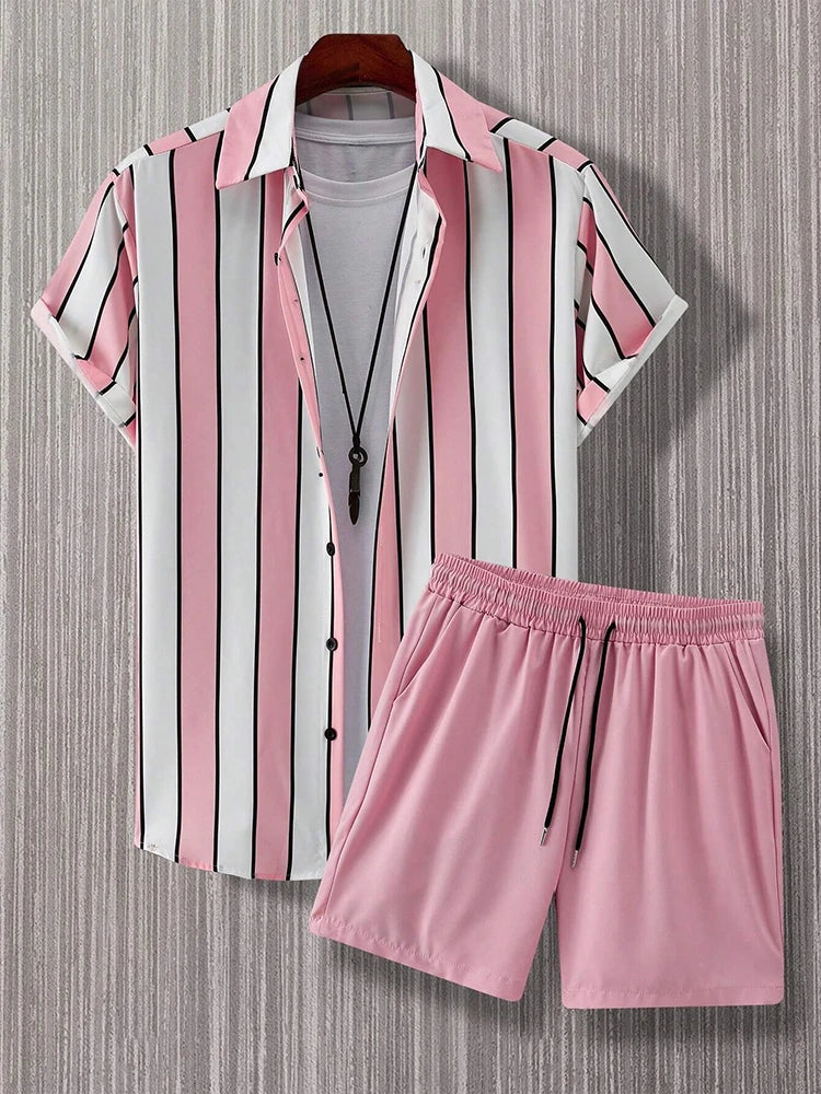 Ensemble Chemise & Short à Rayures - Homme