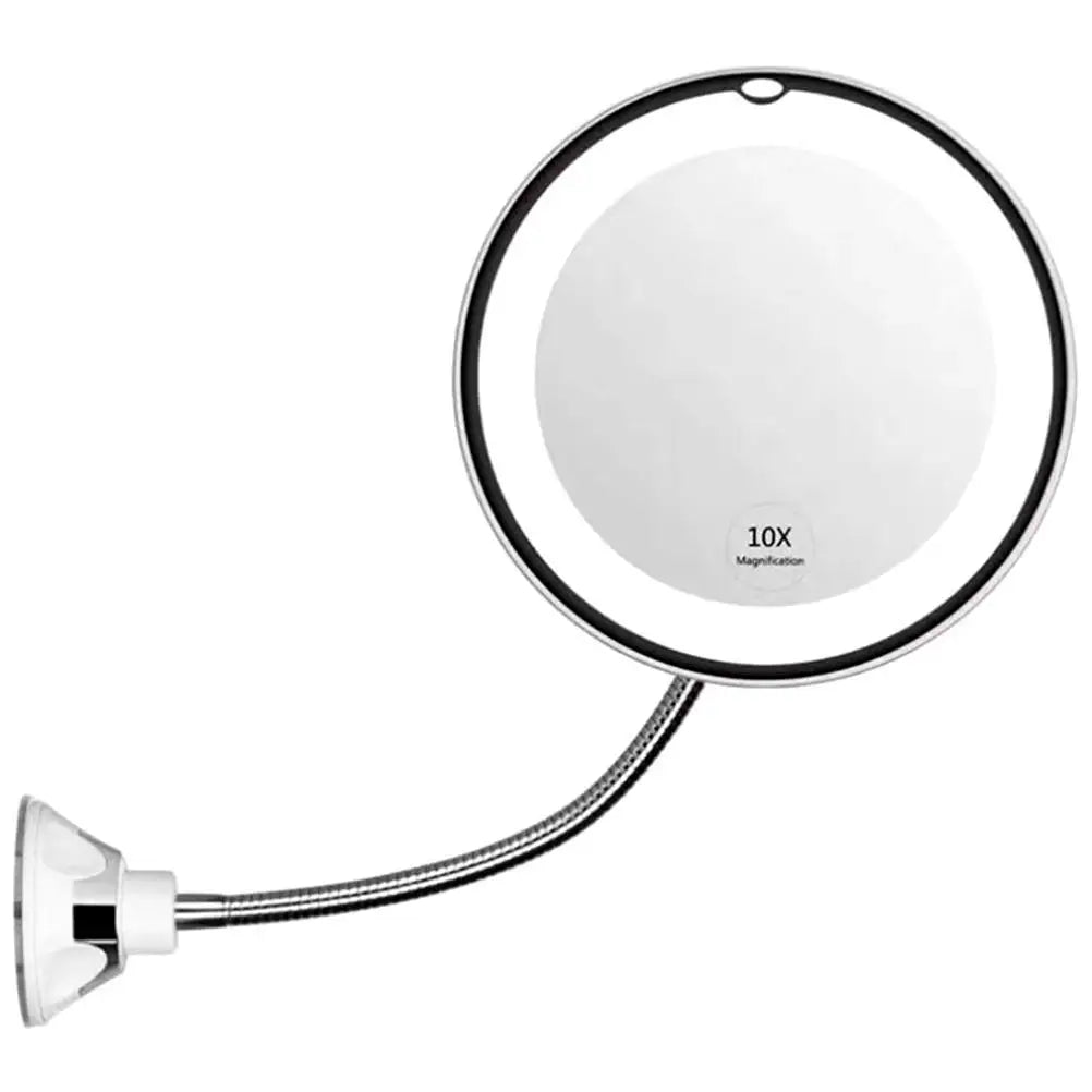 Magnifying mirror with integrated LED