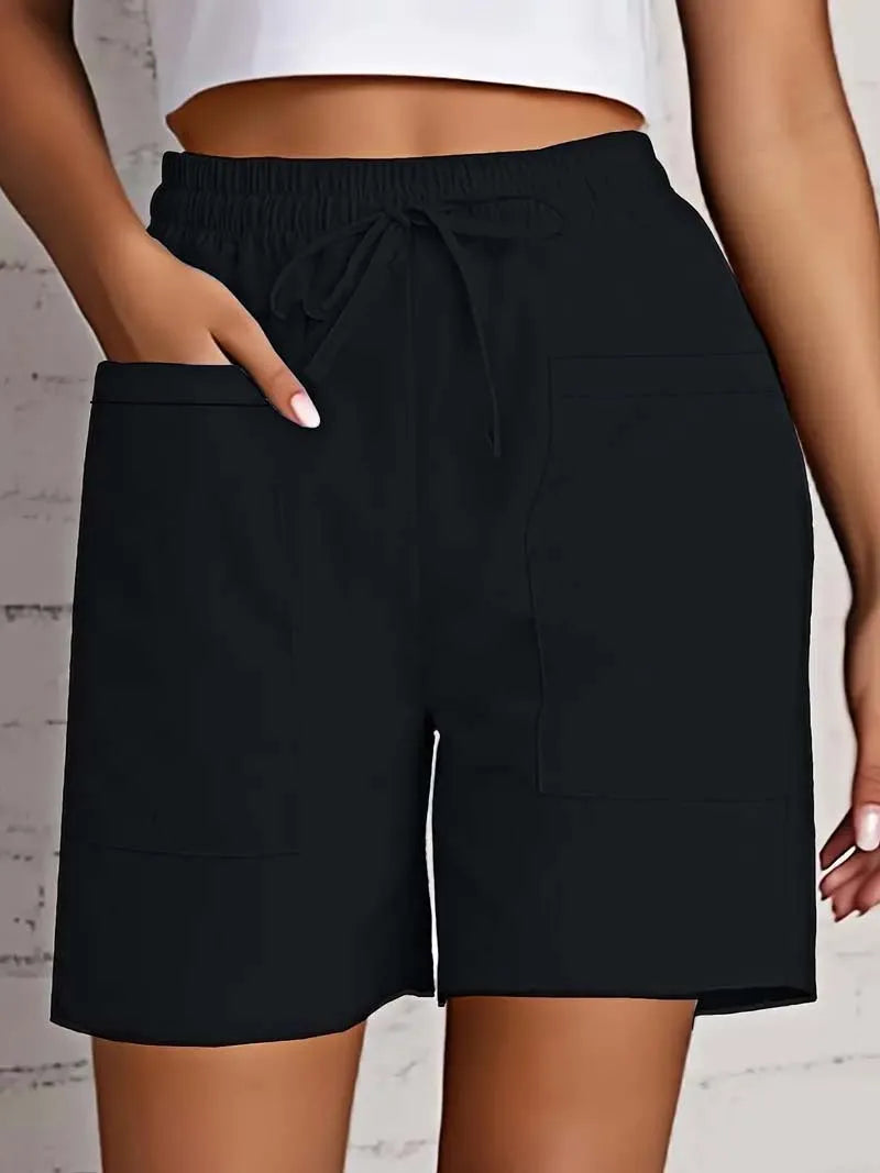 Short d'été taille haute avec poches — femme, coupe ample décontractée