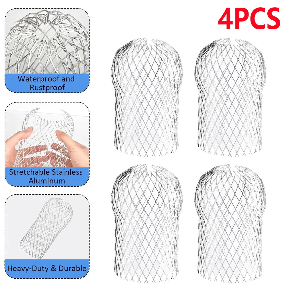 Lot de 4 Filtres à Feuilles en Aluminium pour Gouttière