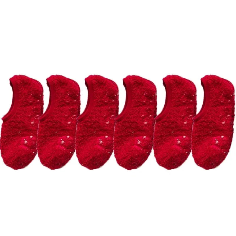 3 Pairs Warm Anti-Slip Fleece Slipper Socks