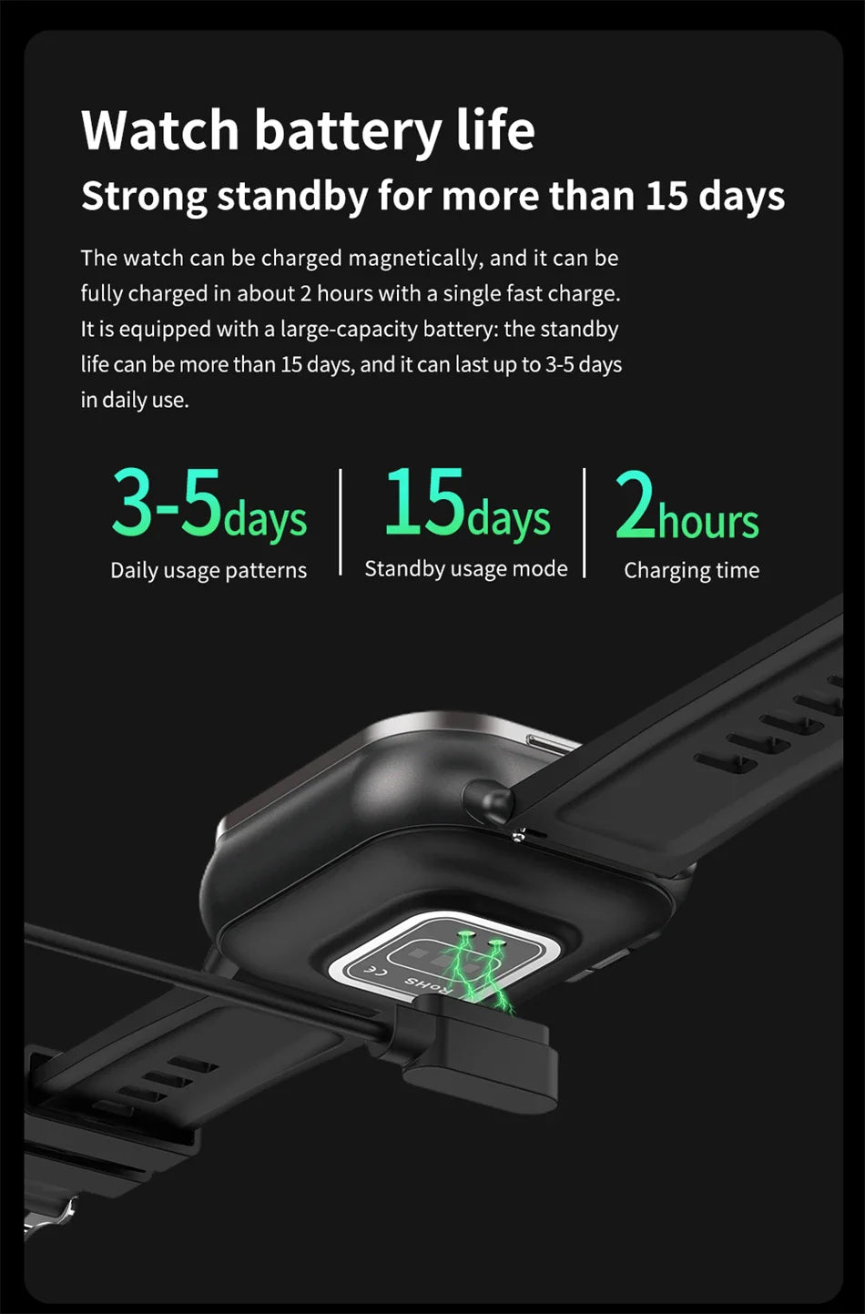 Montre intelligente connectée 2 en 1 avec écouteurs