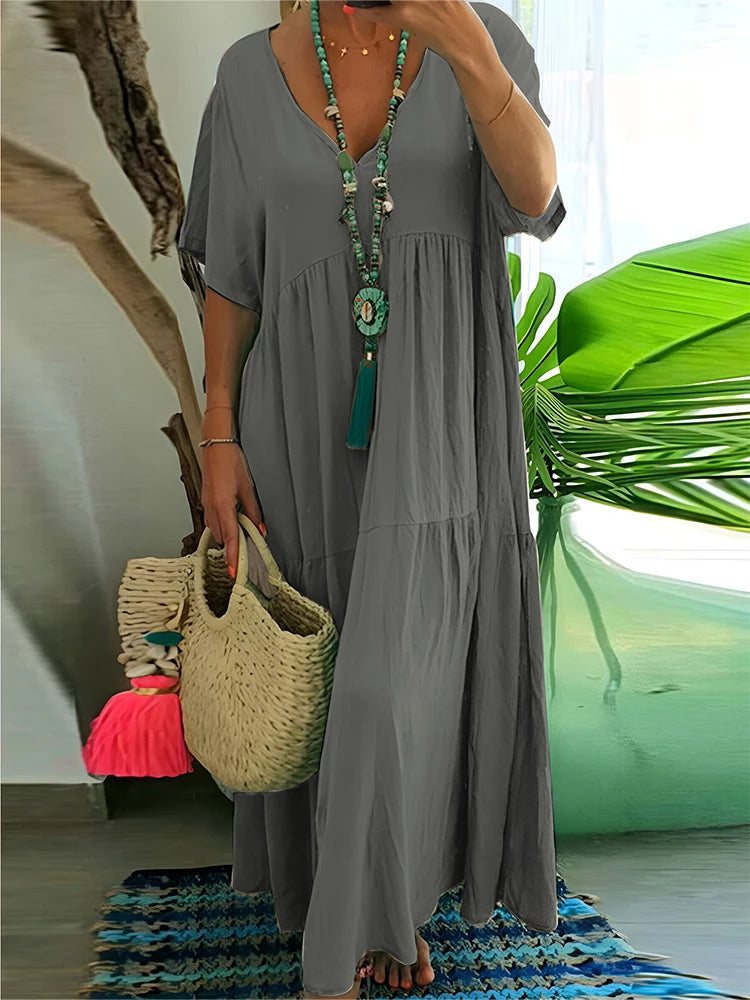 Robe Longue Cosy Max Ample & Col V - Spéciale Grandes Tailles