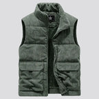 Corduroy sleeveless jacket with double pockets - Fleece lining