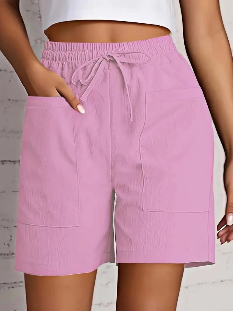 Short d'été taille haute avec poches — femme, coupe ample décontractée