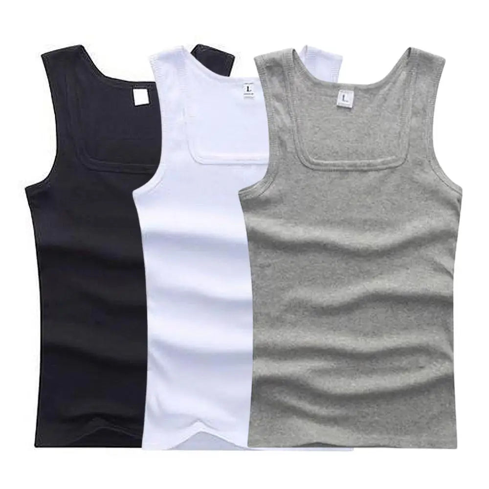 Lot de 3 Débardeurs en Pur Coton Col en U