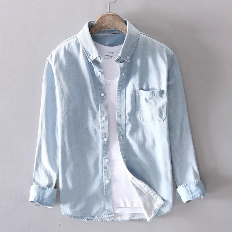 Chemise en Jean 100% Coton à Manches Longues pour Hommes
