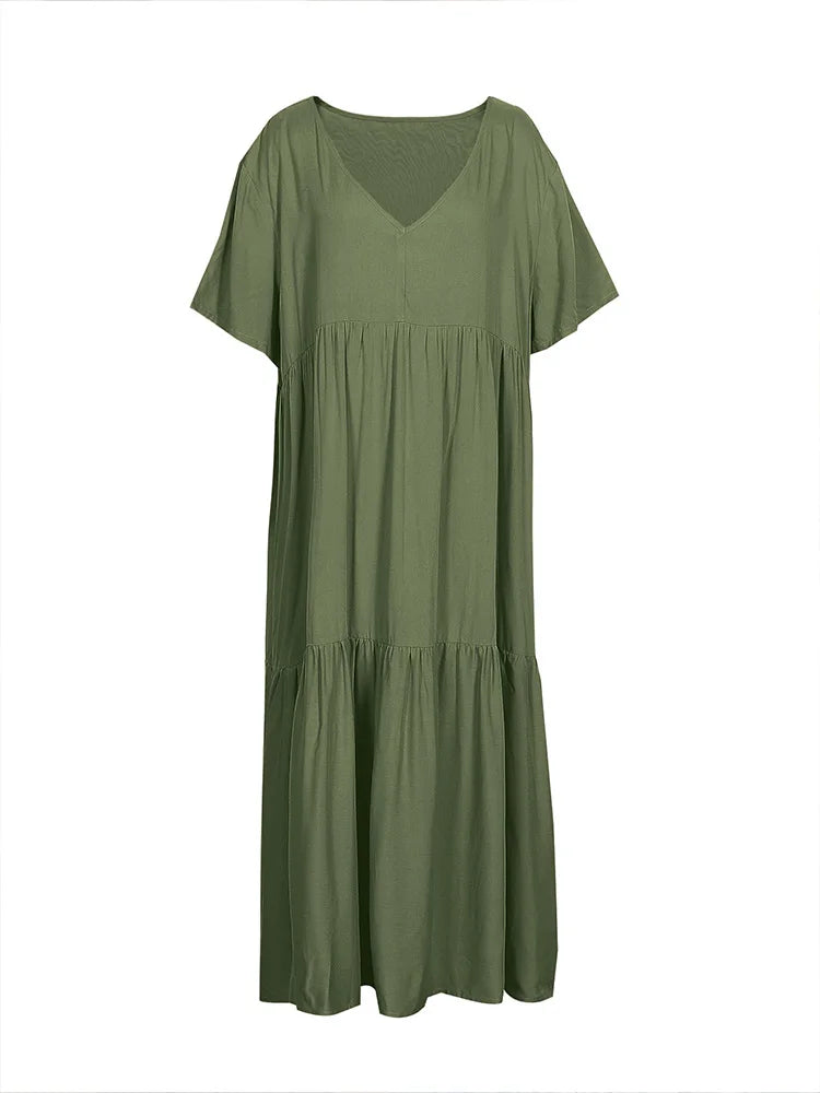 Robe Longue Cosy Max Ample & Col V - Spéciale Grandes Tailles