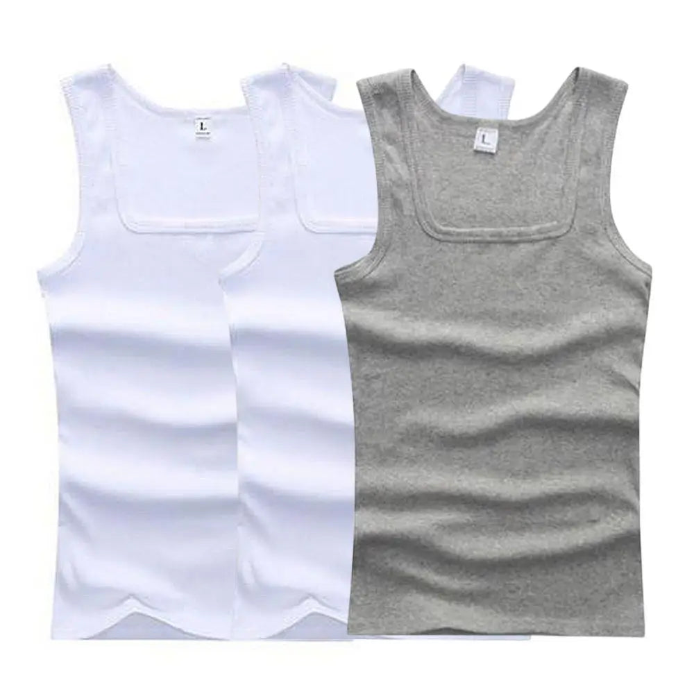 Lot de 3 Débardeurs en Pur Coton Col en U