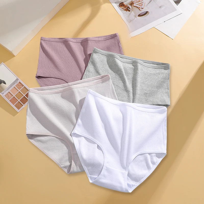 Lot 4 Culottes Taille Haute Femme Coton Sans Coutures — Couleur Unie, Confortables