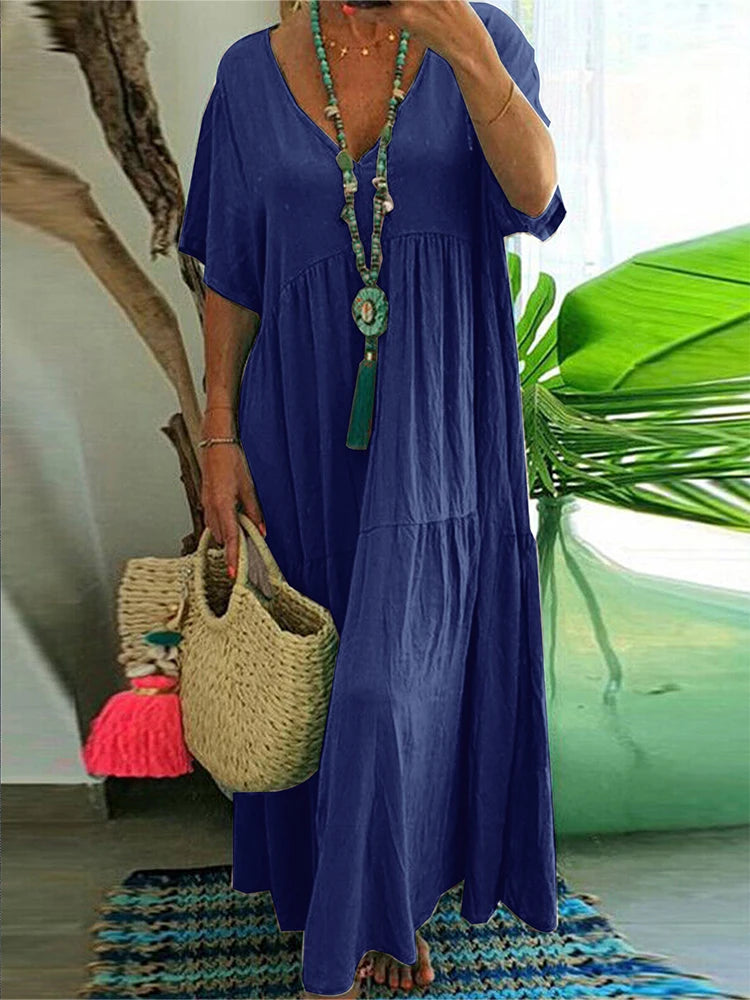 Robe Longue Cosy Max Ample & Col V - Spéciale Grandes Tailles