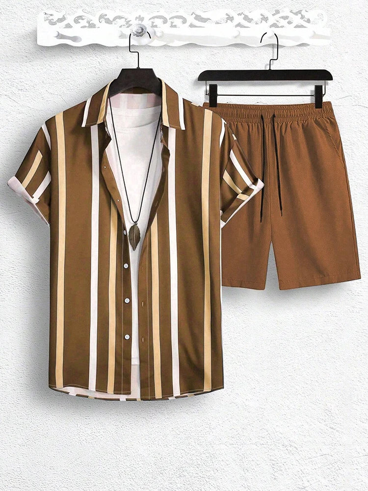 Ensemble Chemise & Short à Rayures - Homme
