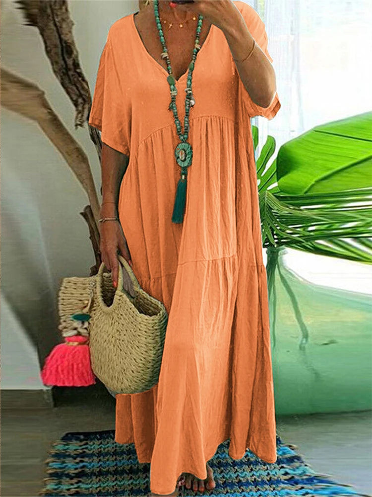 Robe Longue Cosy Max Ample & Col V - Spéciale Grandes Tailles