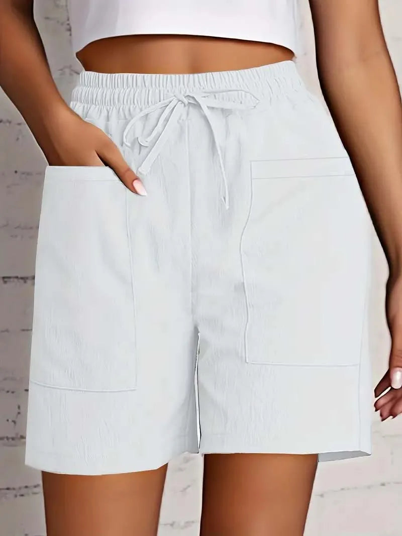 Short d'été taille haute avec poches — femme, coupe ample décontractée