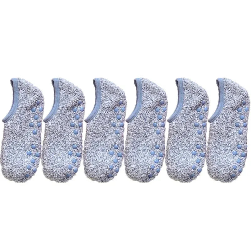 3 Pairs Warm Anti-Slip Fleece Slipper Socks