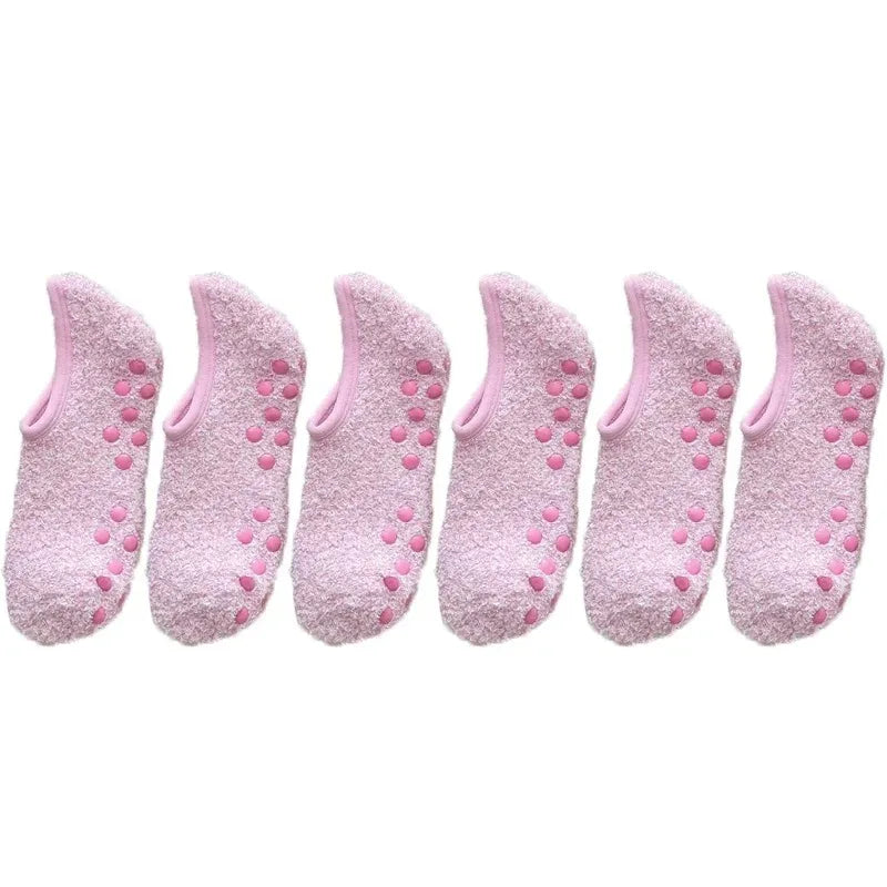 3 Pairs Warm Anti-Slip Fleece Slipper Socks