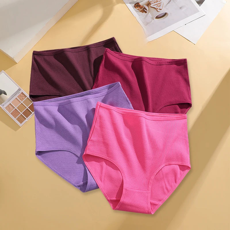 Lot 4 Culottes Taille Haute Femme Coton Sans Coutures — Couleur Unie, Confortables