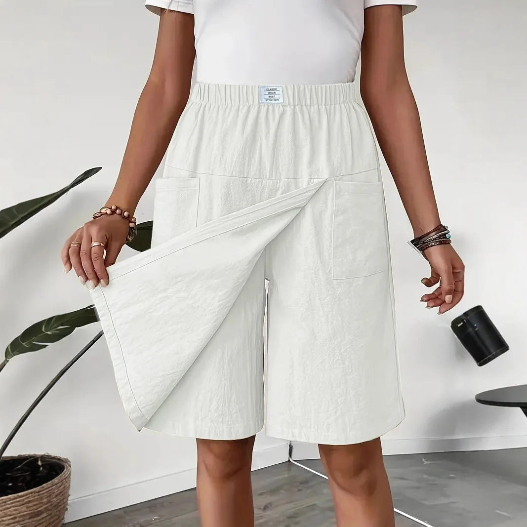 2-in-1 Lightweight Skirt Shorts with Elastic Waist and Pockets