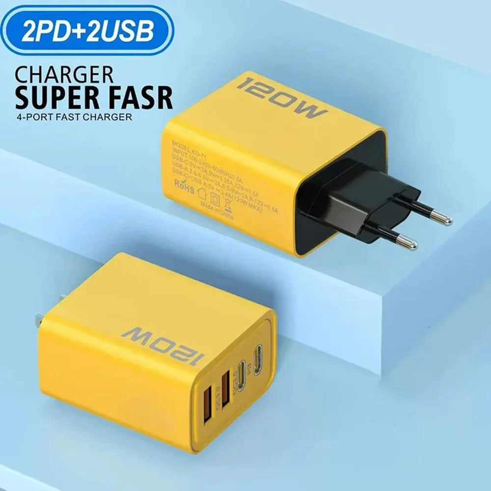 Chargeur FLASH Rapide 3.0 4 Ports - 2 USB + 2 Type-C
