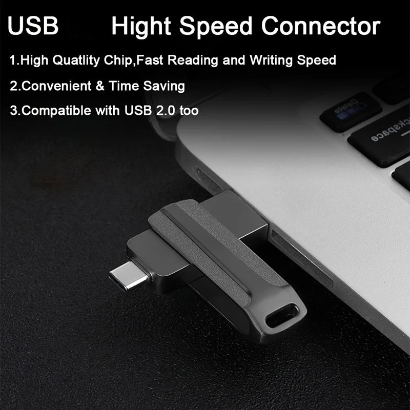 Clé USB 2.0 2 EN 1 USB-A & Type-C – Rotative à 360° – 8 Go à 128 Go – Stockage & Transfert pour Smartphone et PC