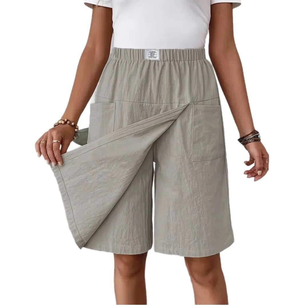 Short 2 en 1 Jupe Léger à Taille Élastique et Poches