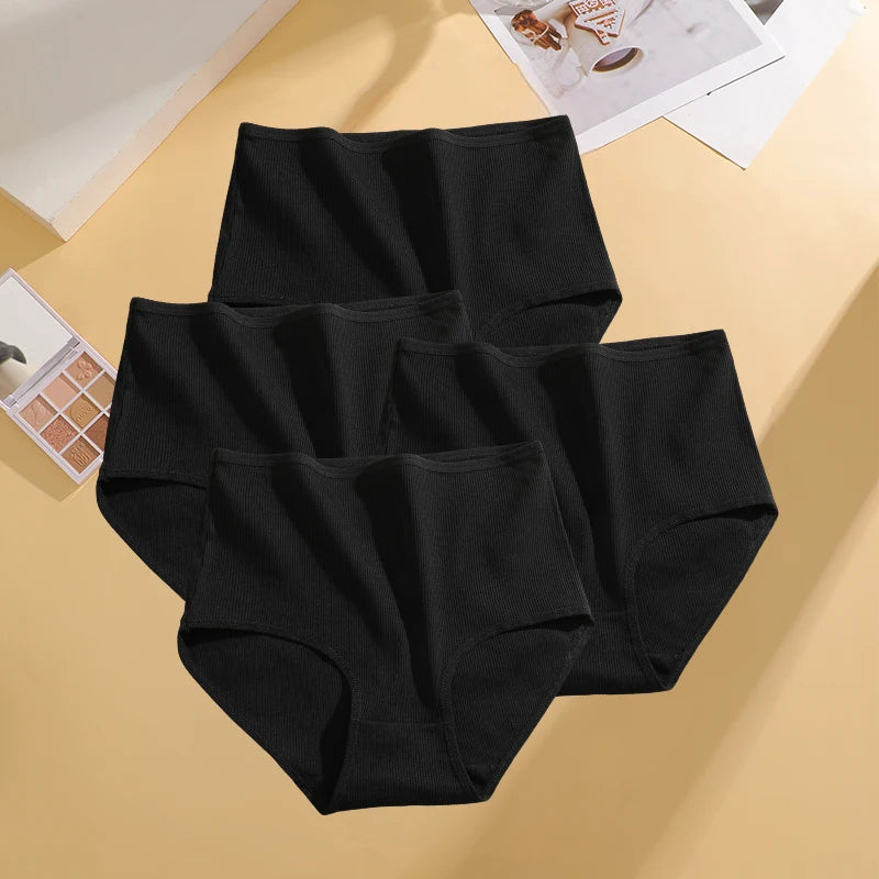 Lot 4 Culottes Taille Haute Femme Coton Sans Coutures — Couleur Unie, Confortables