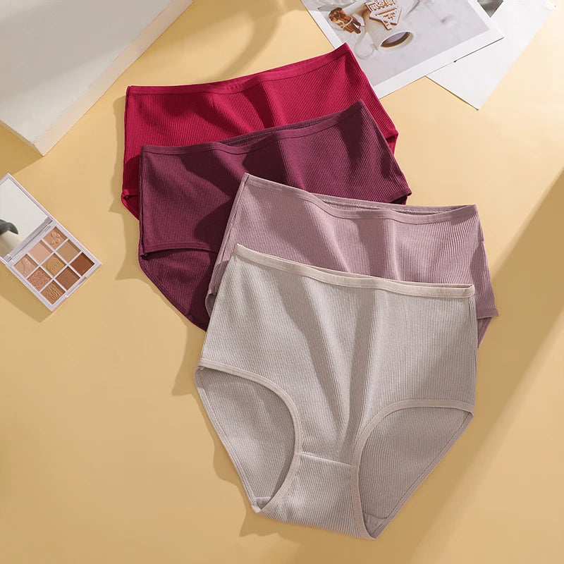 Lot 4 Culottes Taille Haute Femme Coton Sans Coutures — Couleur Unie, Confortables