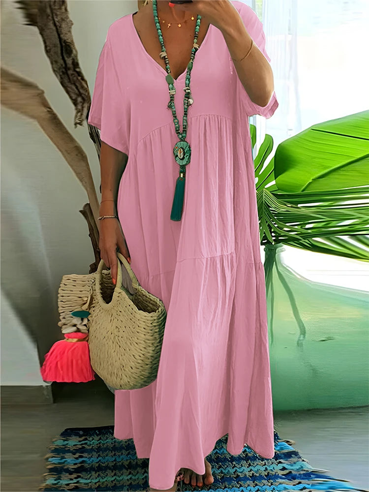 Robe Longue Cosy Max Ample & Col V - Spéciale Grandes Tailles